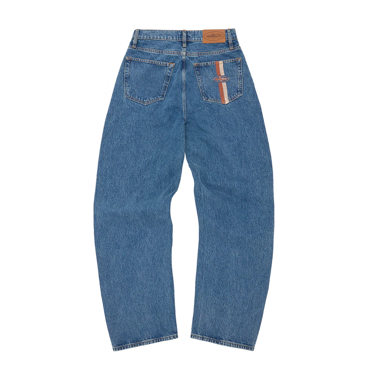 Corteiz DUAL STRIPE BAGGY JEANS [MIDWASH]