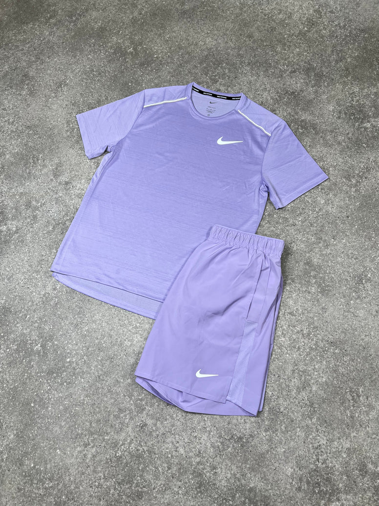 NIKE MILER 1.0 T-SHIRT & SHORTS SET - LAVENDER