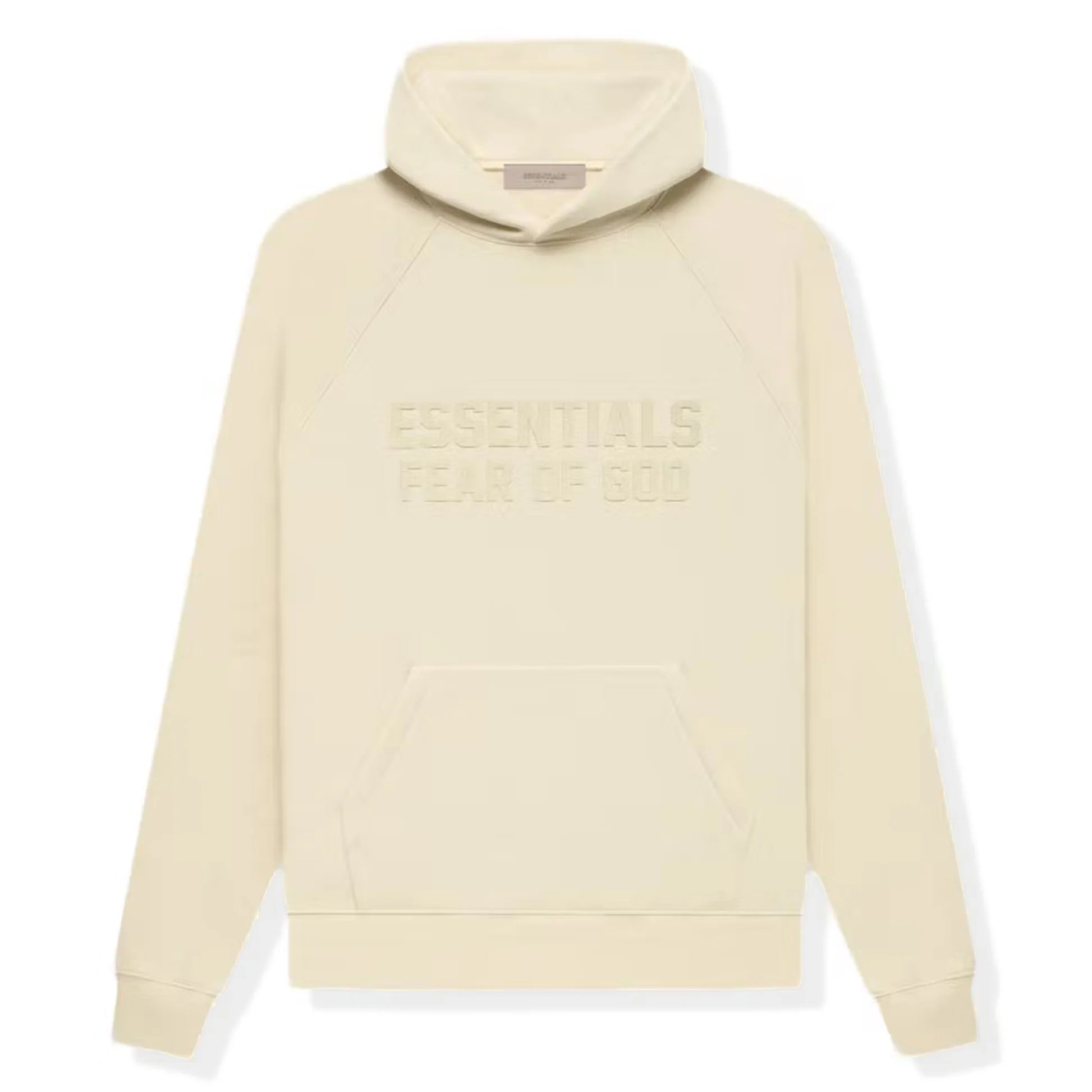 Fear Of God Essentials Logo Flocked Egg Shell Hoodie