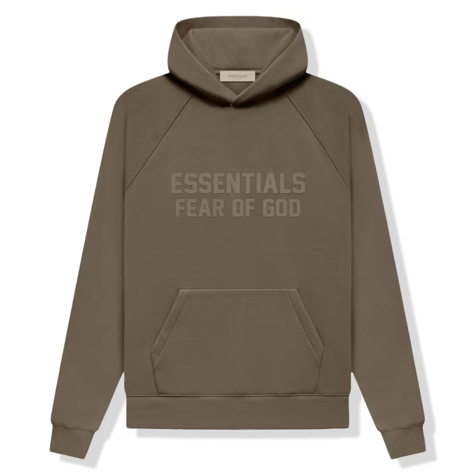 Fear Of God Essentials Logo Flocked Wood Hoodie