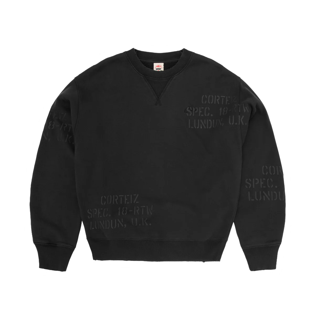 CORTEIZ HMP STENCIL CREWNECK [BLACK OVERDYE]