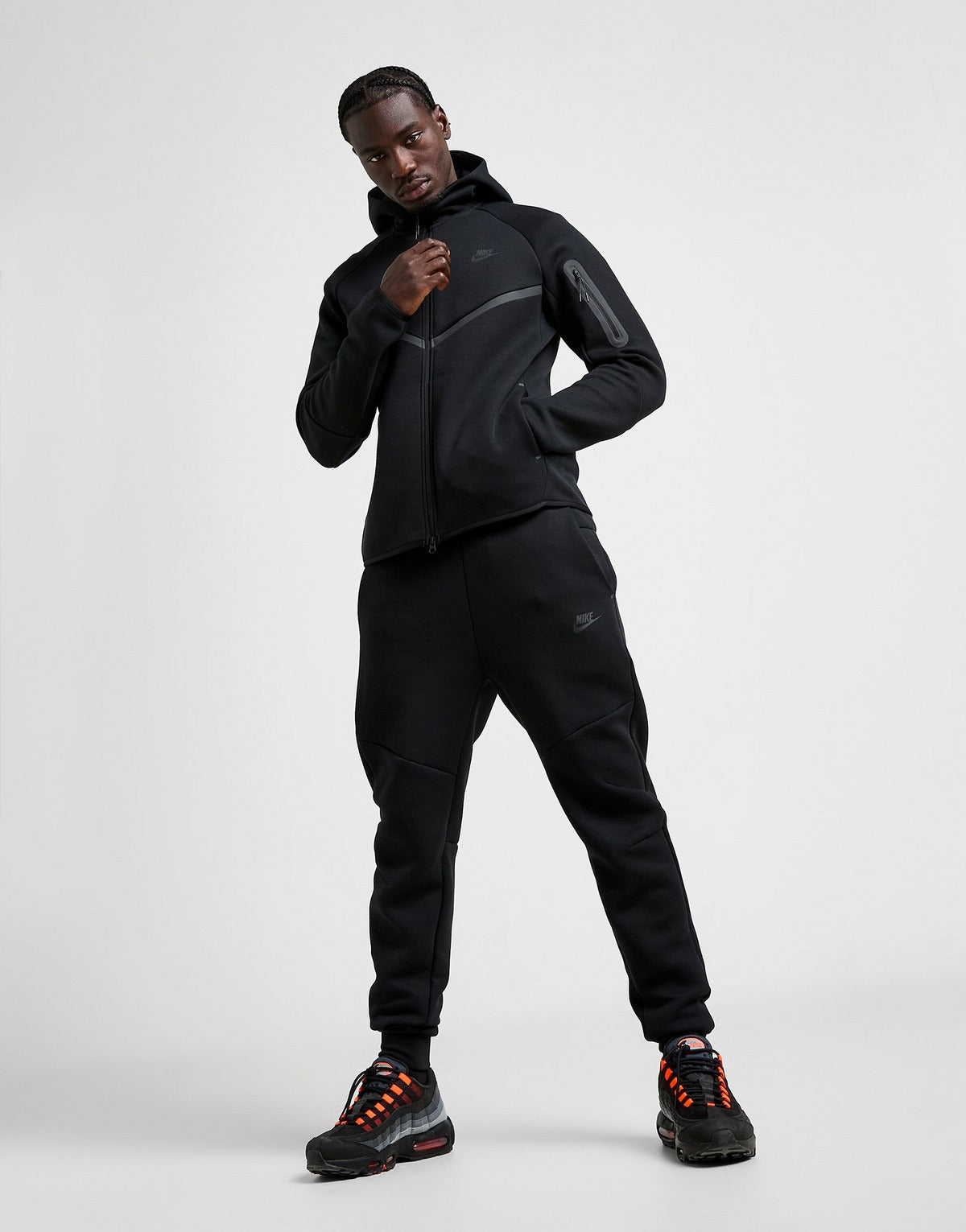 Nike Tech Fleece Full Zip Hoodie & Joggers Set Black/Black 2025