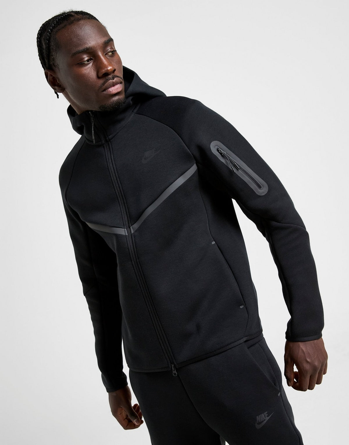 Nike Tech Fleece Full Zip Hoodie & Joggers Set Black/Black 2025