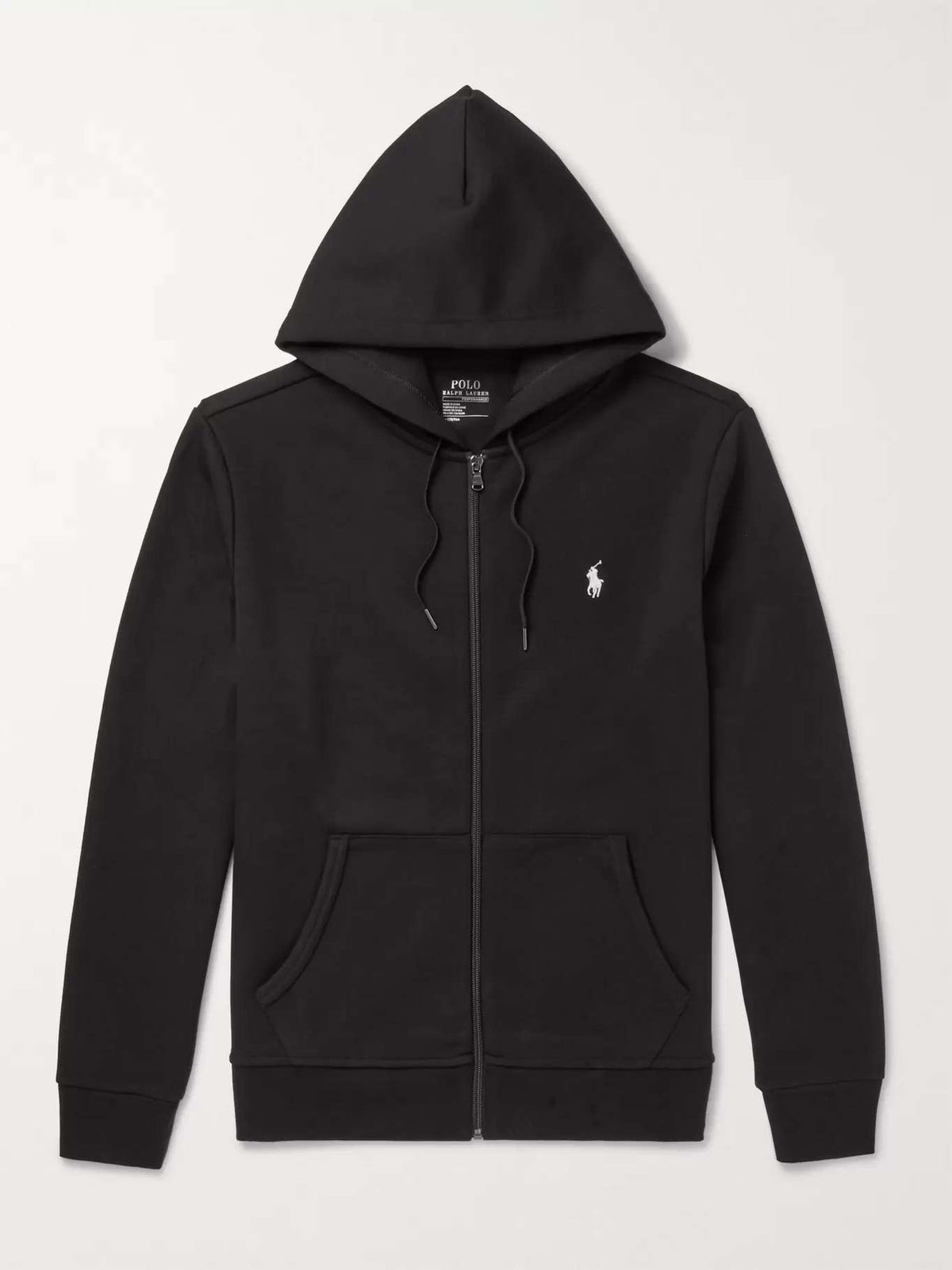 POLO RALPH LAUREN DOUBLE-KNIT TECH FULL-ZIP HOODIE - BLACK
