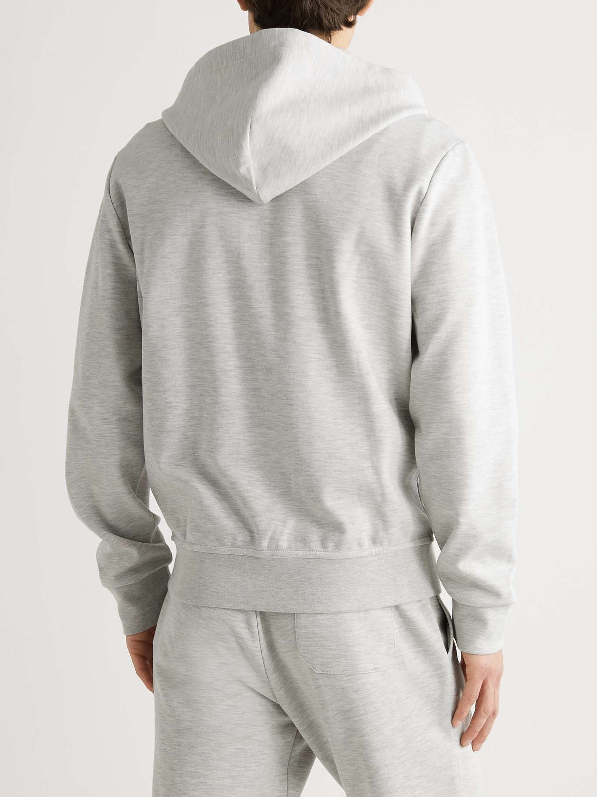 POLO RALPH LAUREN DOUBLE-KNIT TECH FULL-ZIP HOODIE - LIGHT GREY