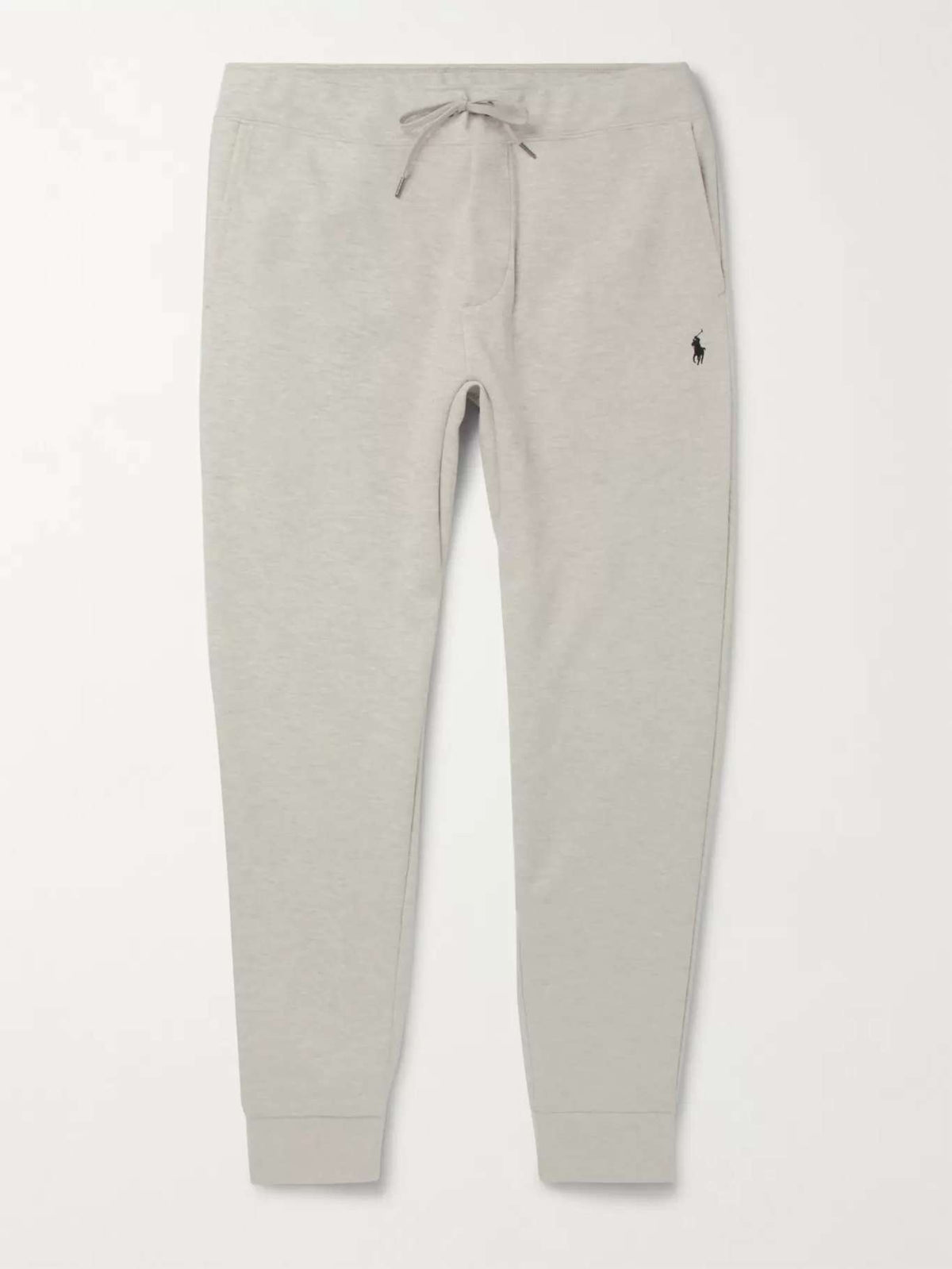POLO RALPH LAUREN CUFFED LOGO TECH JOGGING BOTTOMS - LIGHT GREY