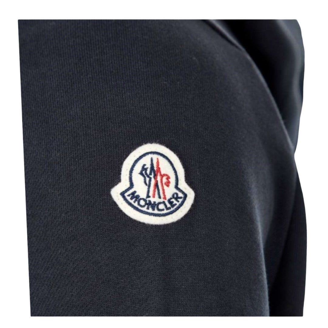 MONCLER LOGO ZIP HOODIE - NAVY