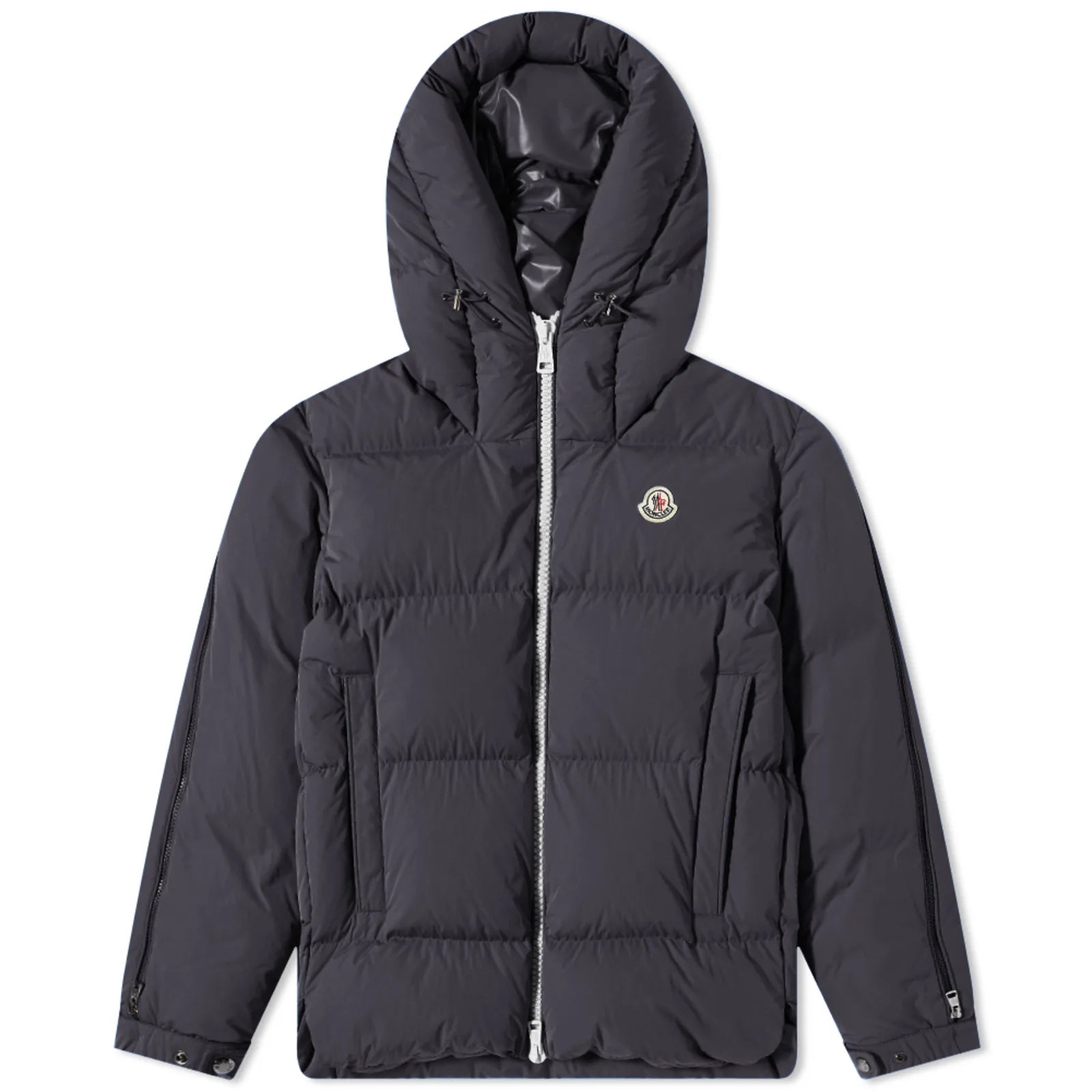 MONCLER IDIL STRIPED SLEEVE LOGO DOWN JACKET - BLACK