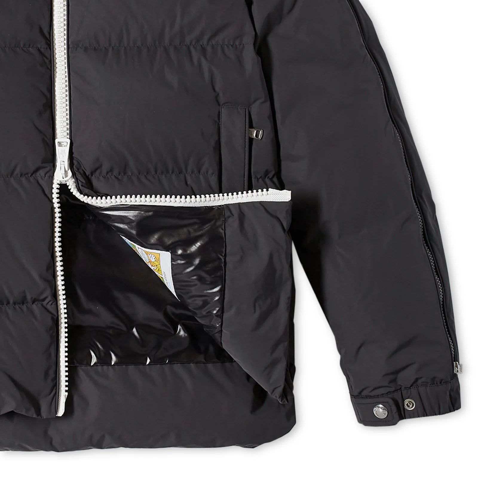 MONCLER IDIL STRIPED SLEEVE LOGO DOWN JACKET - BLACK