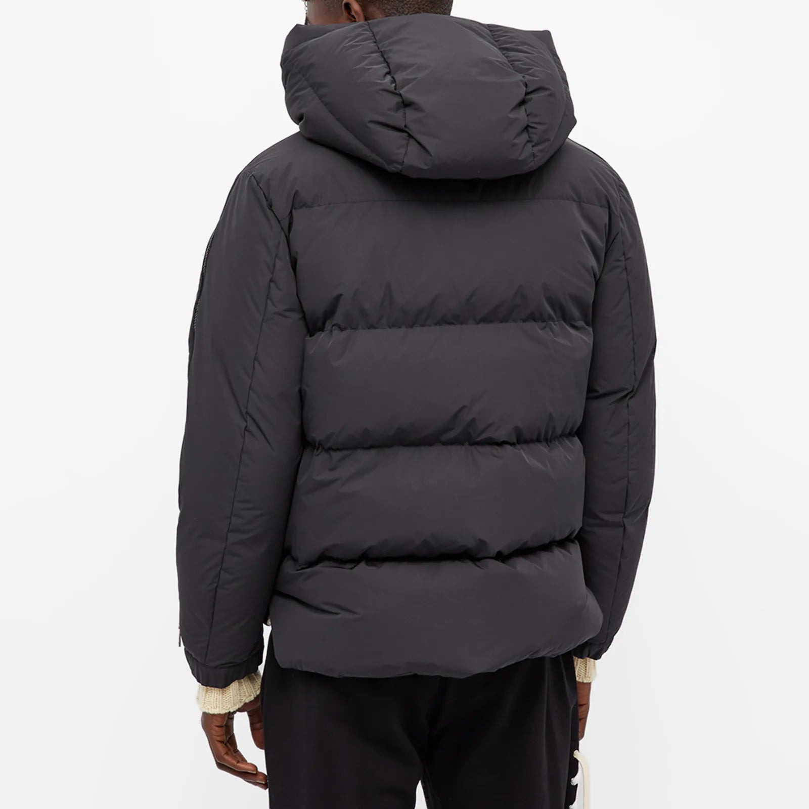 MONCLER IDIL STRIPED SLEEVE LOGO DOWN JACKET - BLACK