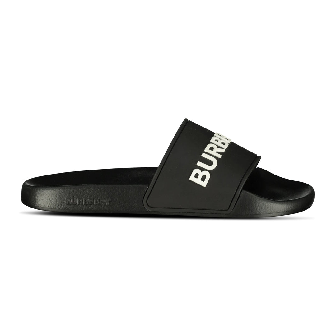 BURBERRY LOGO TECH FURLEY SLIDERS BLACK