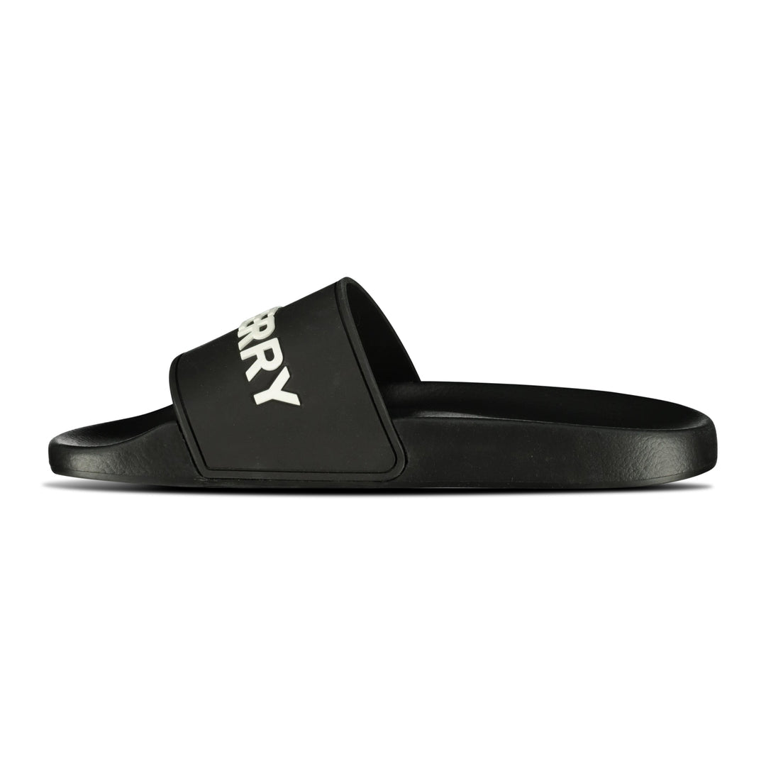 BURBERRY LOGO TECH FURLEY SLIDERS BLACK