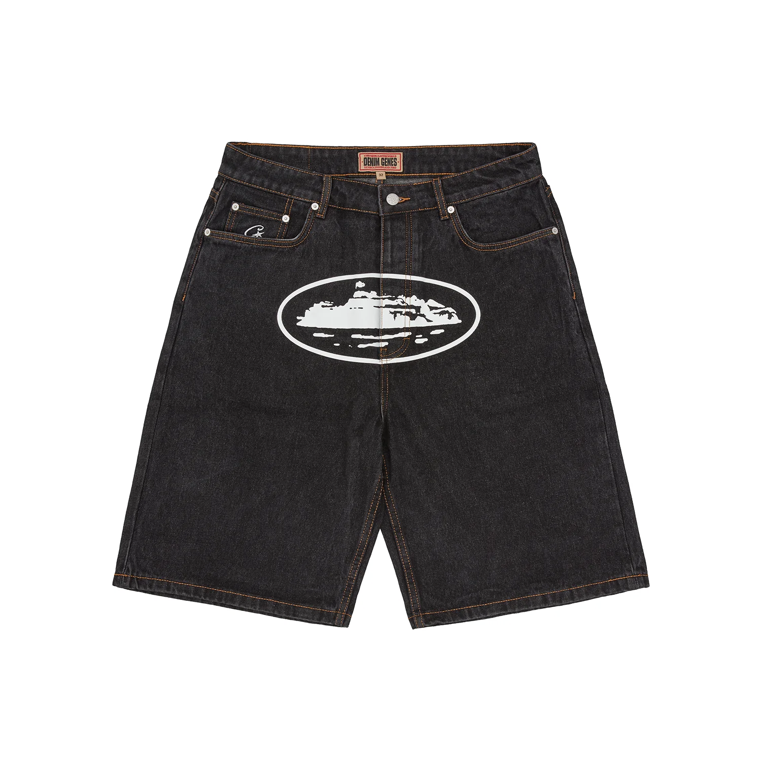 Corteiz RTW Alcatraz Denim Shorts - Washed Black