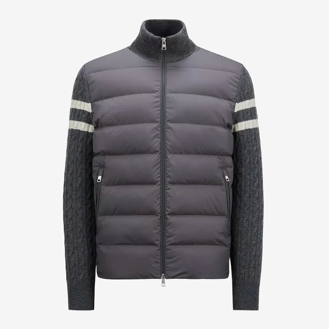Moncler Padded Wool Zip-Up Cardigan - Grey