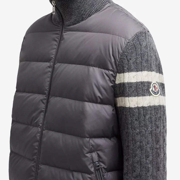 Moncler Padded Wool Zip-Up Cardigan - Grey