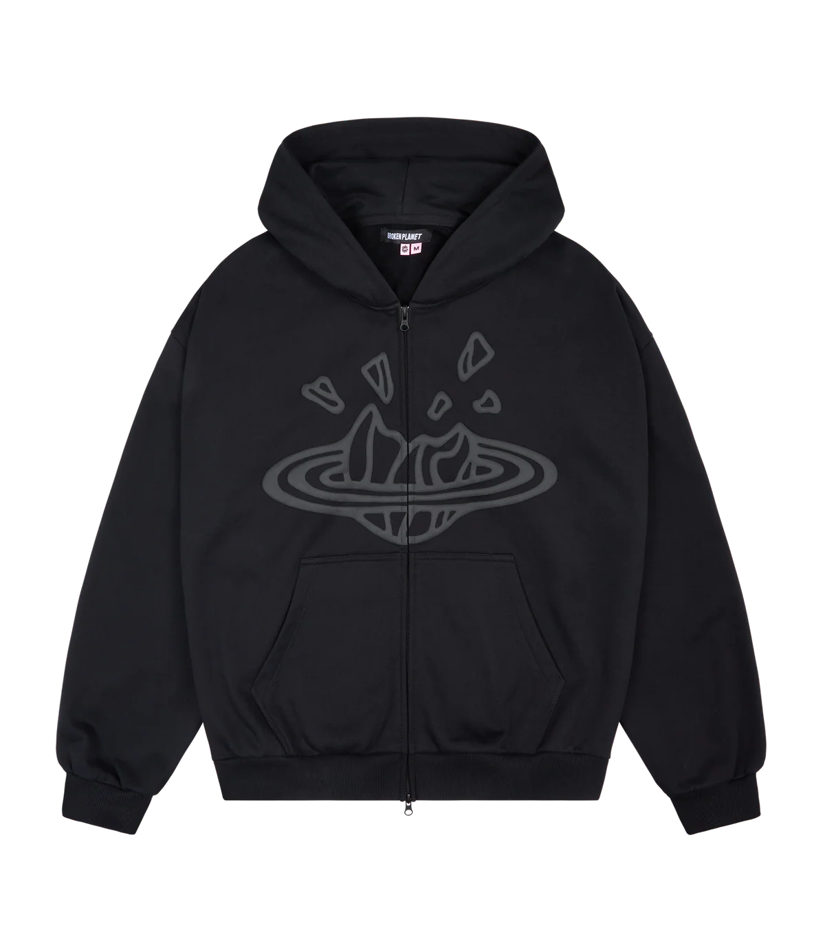 Broken Planet Market Zip Up Hoodie 'Midnight Black'