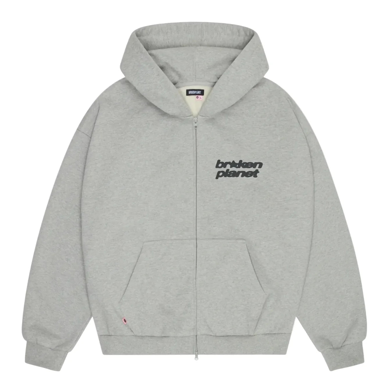 Broken Planet Star Logo Zip Up Hoodie - Heather Gray