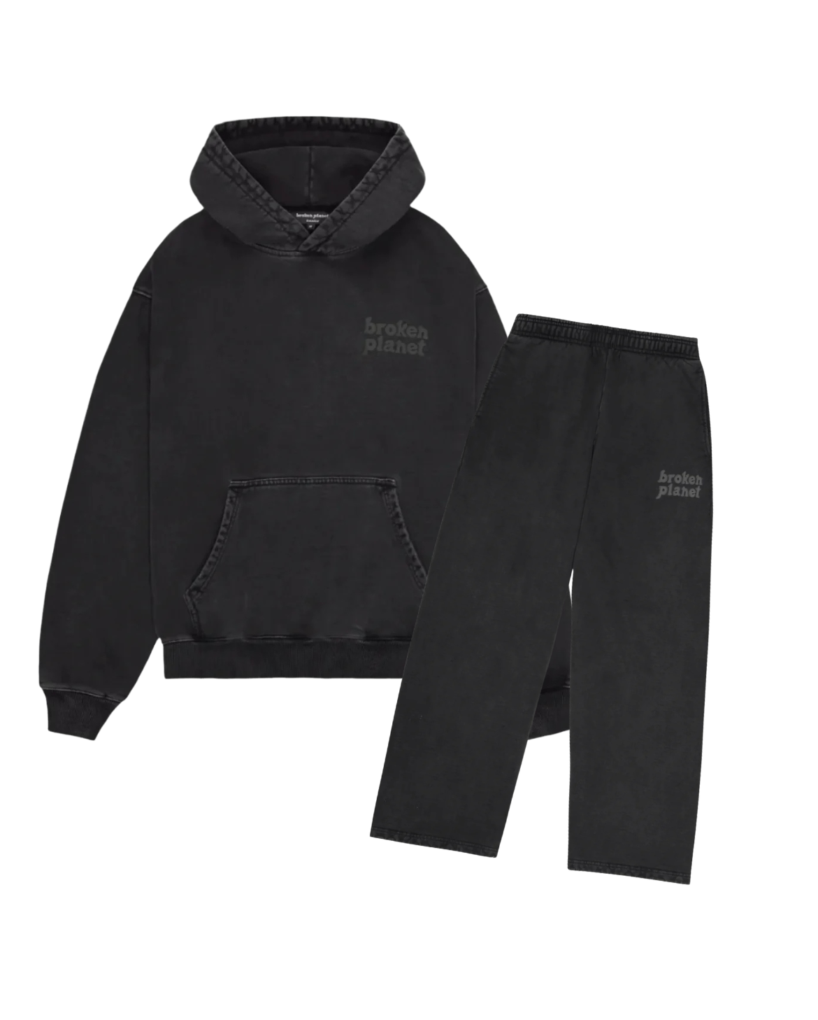 Broken Planet Basics Washed Hoodie & Joggers Set - Midnight Black