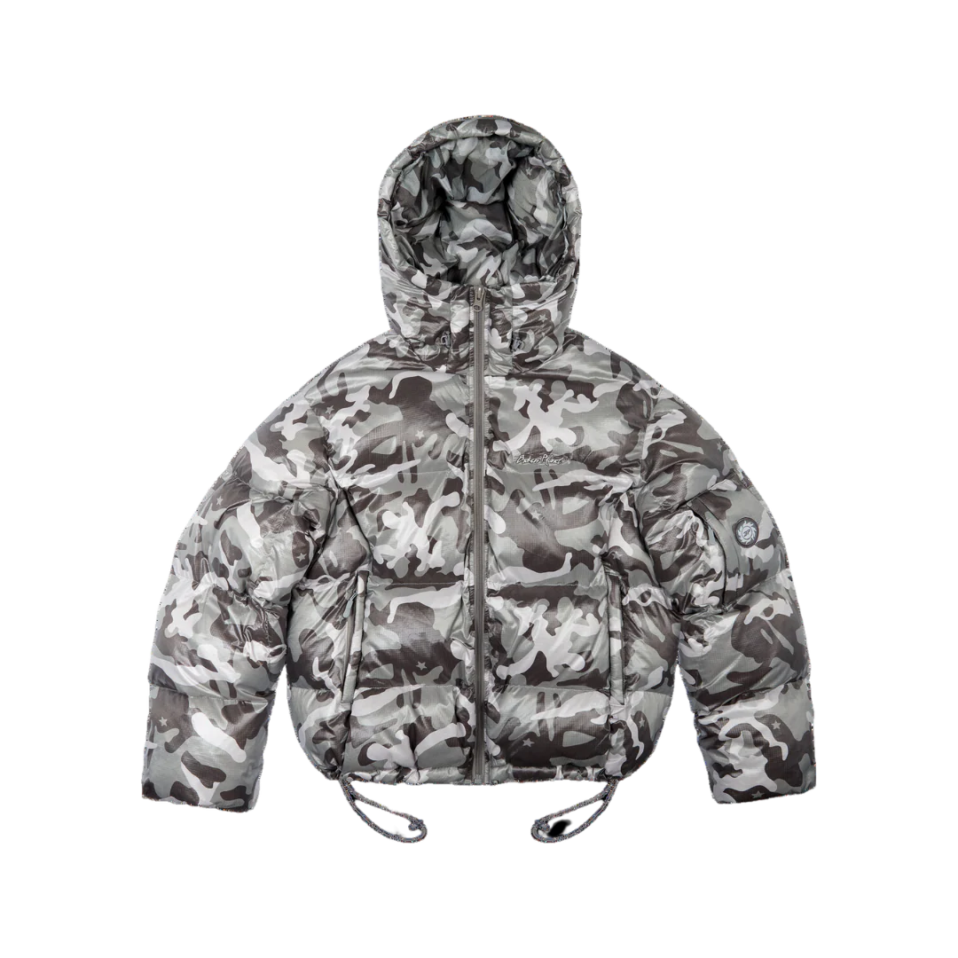 Broken Planet Black Puffer Jacket - Snow Camo