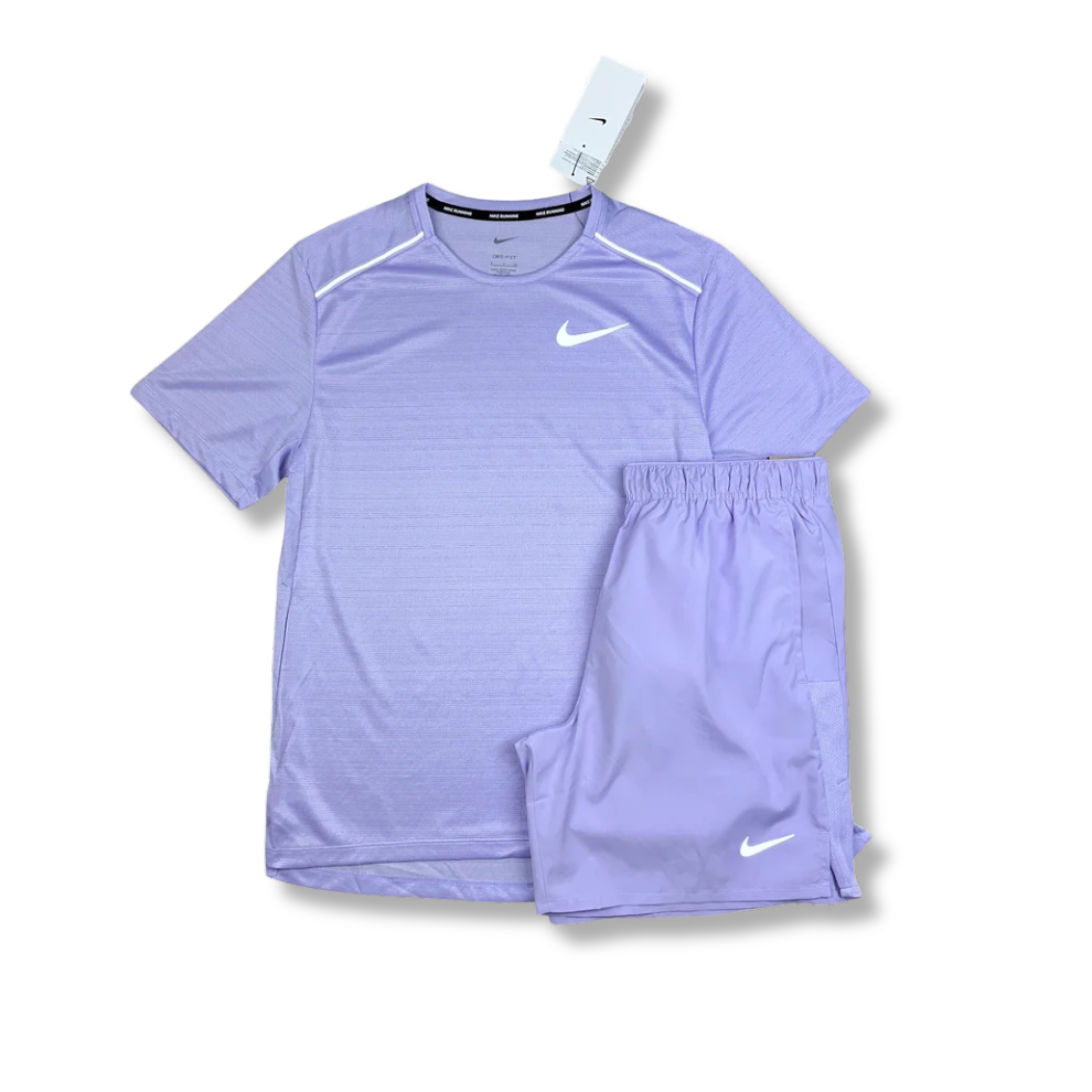 NIKE MILER 1.0 T-SHIRT & SHORTS SET - LAVENDER