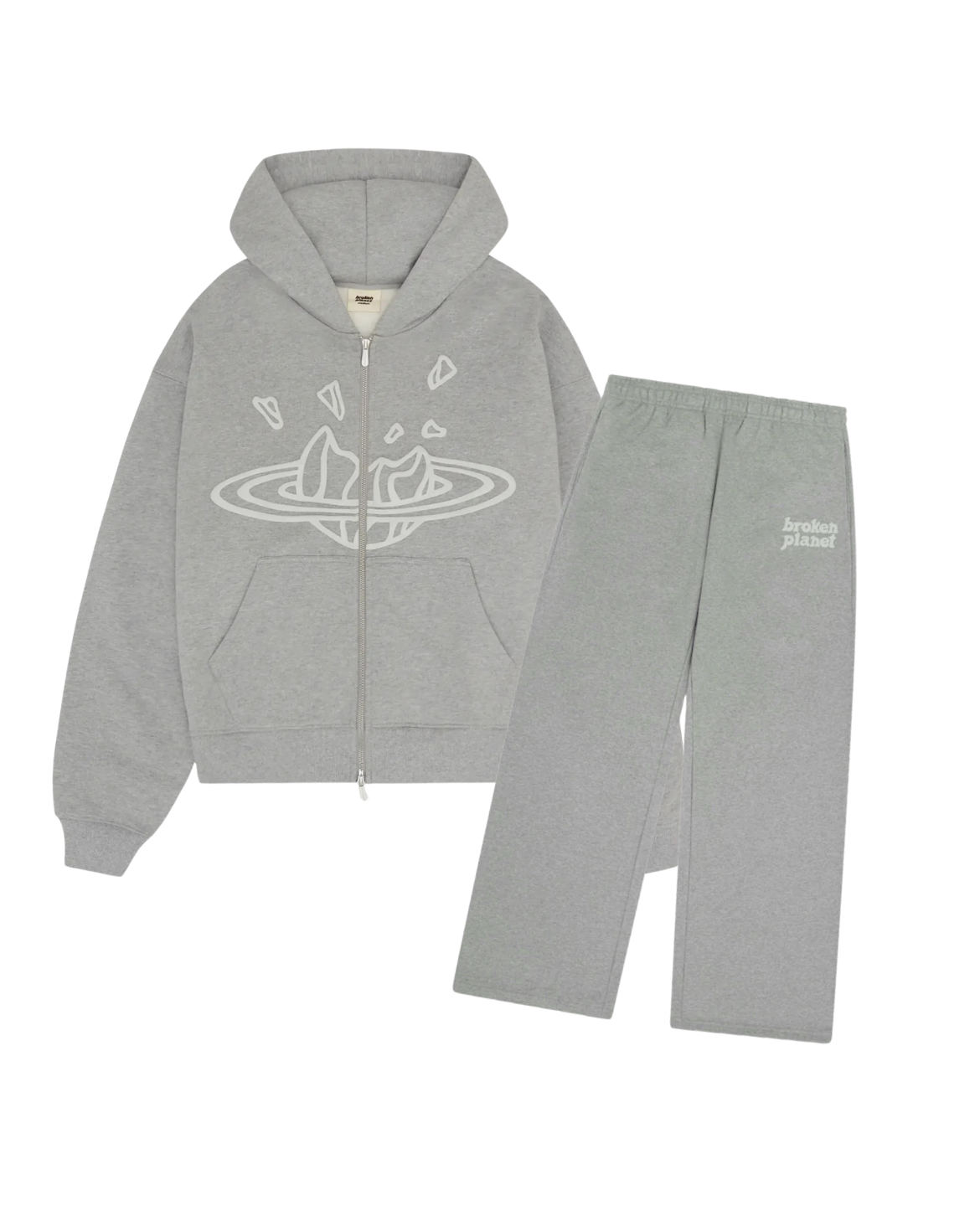 Broken Planet Outer Space Full-Zip Hoodie & Joggers Set - Heather Grey
