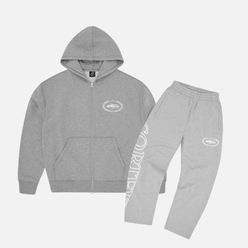 Corteiz Superior Royale Full-Zip Hoodie & Joggers Set - Heather Grey