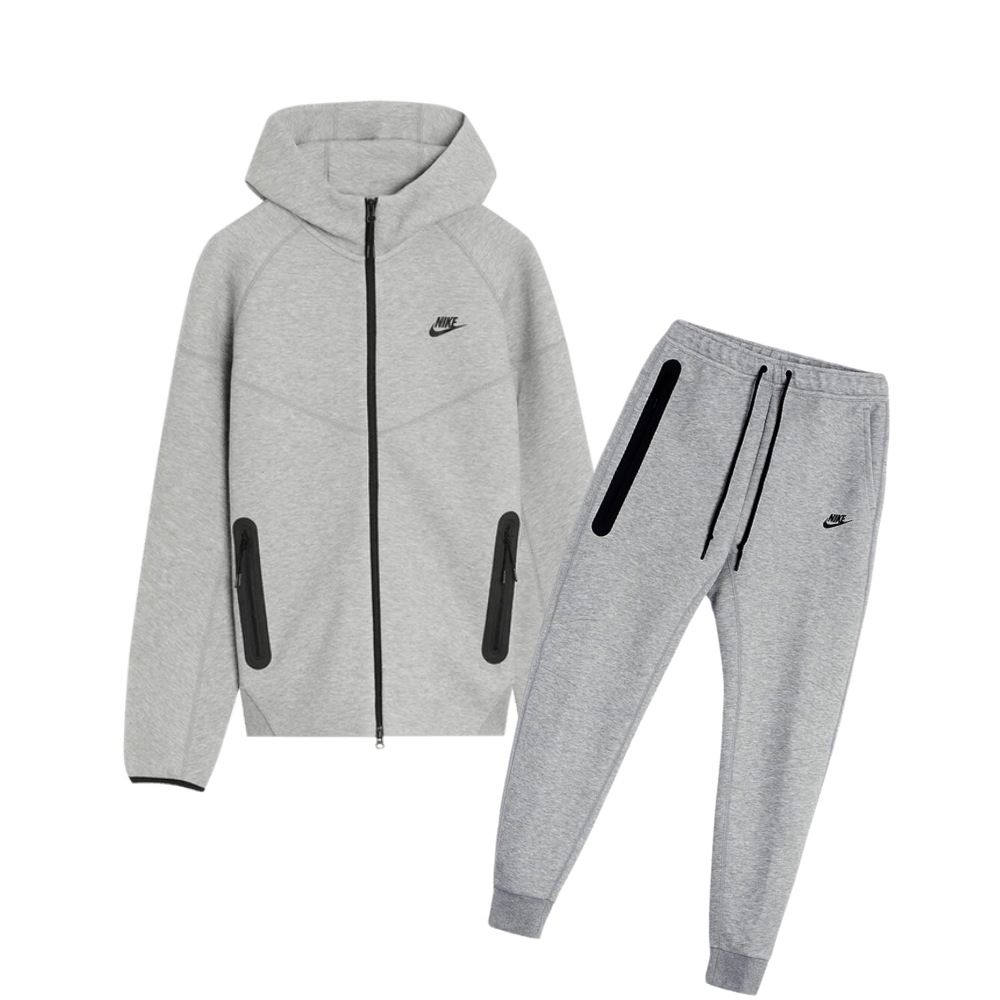 Nike Tech Fleece Full-Zip Hoodie & Joggers Set Dark Heather Grey/Black