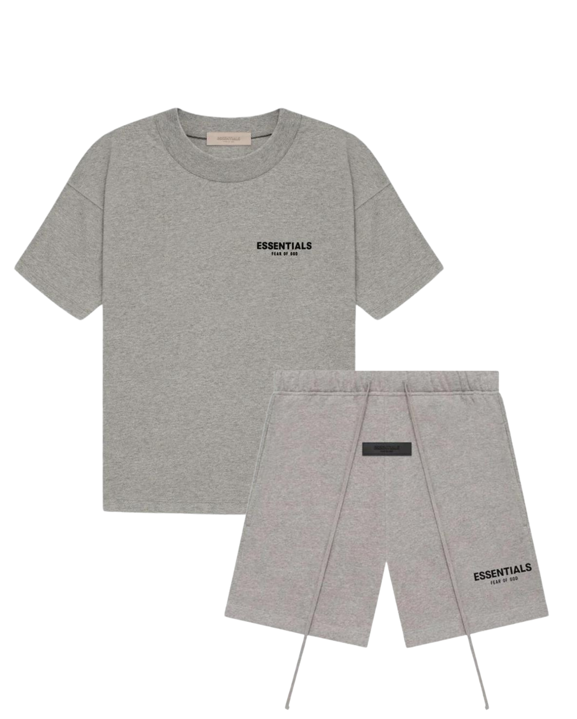 FEAR OF GOD ESSENTIALS SHORT SET DARK HEATHER OATMEAL (SS22)