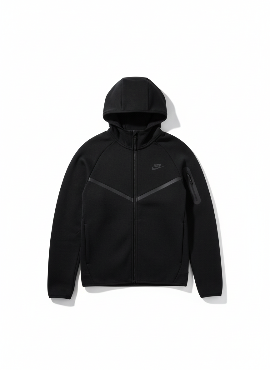 Nike Tech Fleece Full Zip Hoodie Black/Black 2025