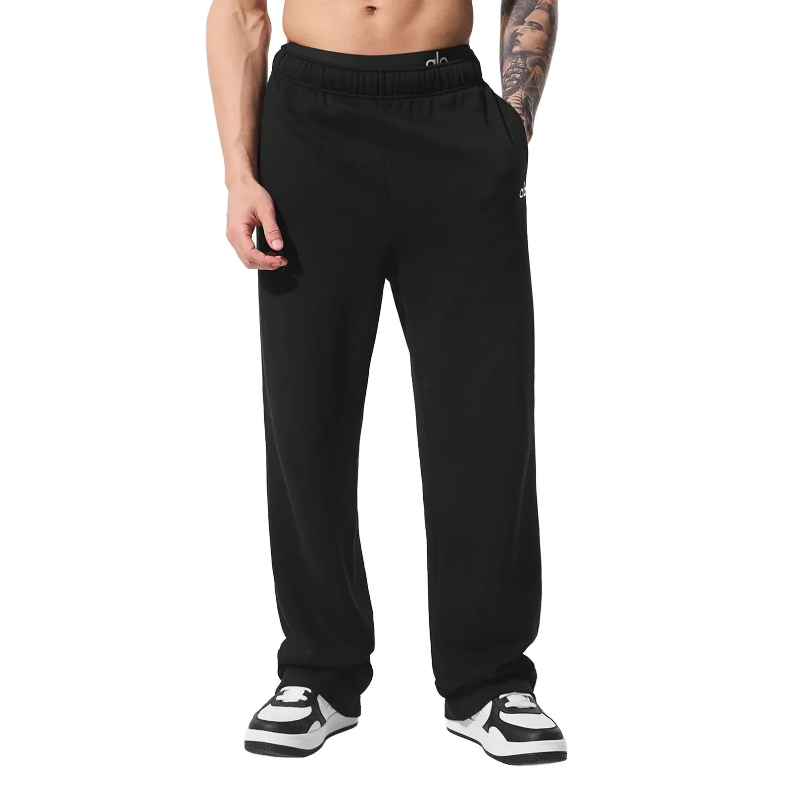 ALO YOGA ACCOLADE STRAIGHT LEG BLACK SWEATPANTS