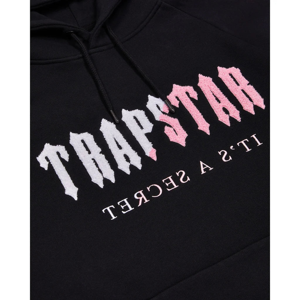 Trapstar Decoded Chenille Hooded Tracksuit - Black/Pink