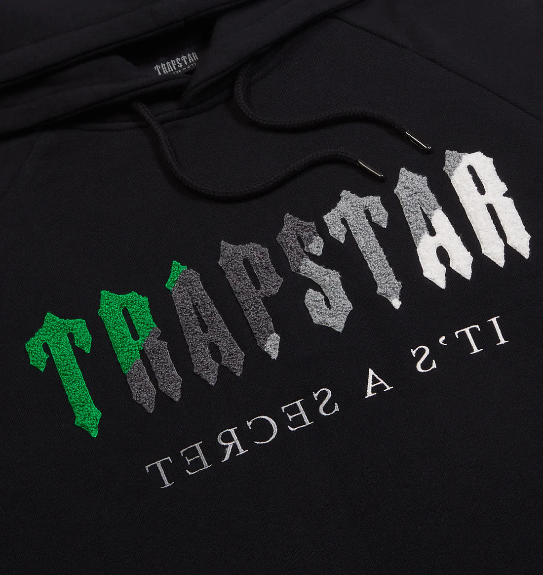 TRAPSTAR CHENILLE DECODED HOODED TRACKSUIT - BLACK / GREEN