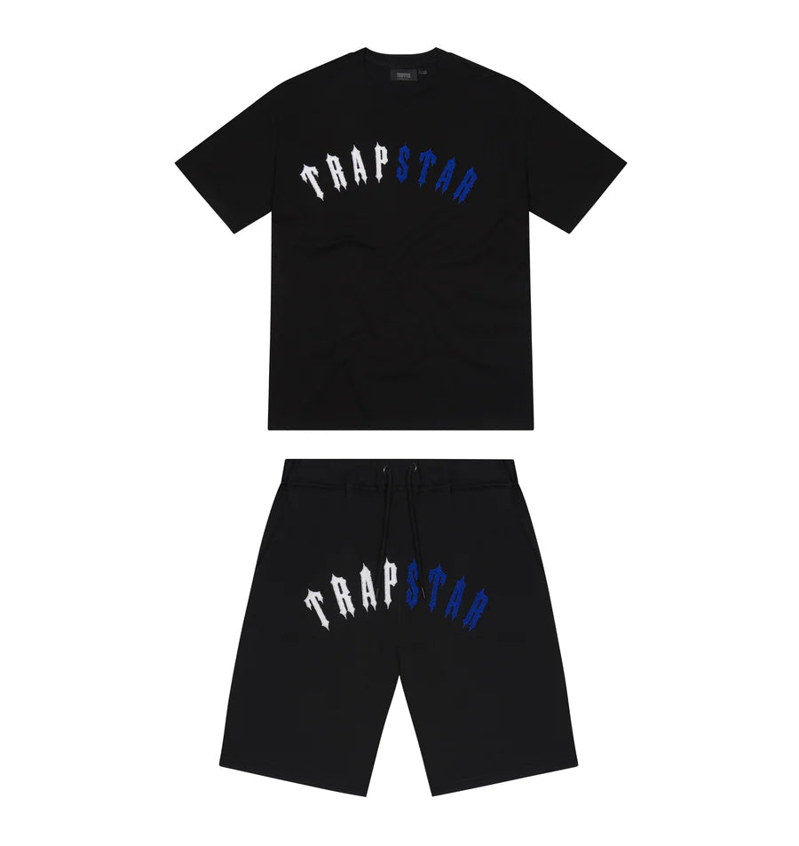 TRAPSTAR IRONGATE ARCH CHENILLE SHORT SET - BLACK ICE EDITION