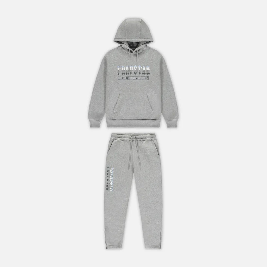 TRAPSTAR CHENILLE DECODED 2.0 HOODED TRACKSUIT - GREY / ICE BLUE