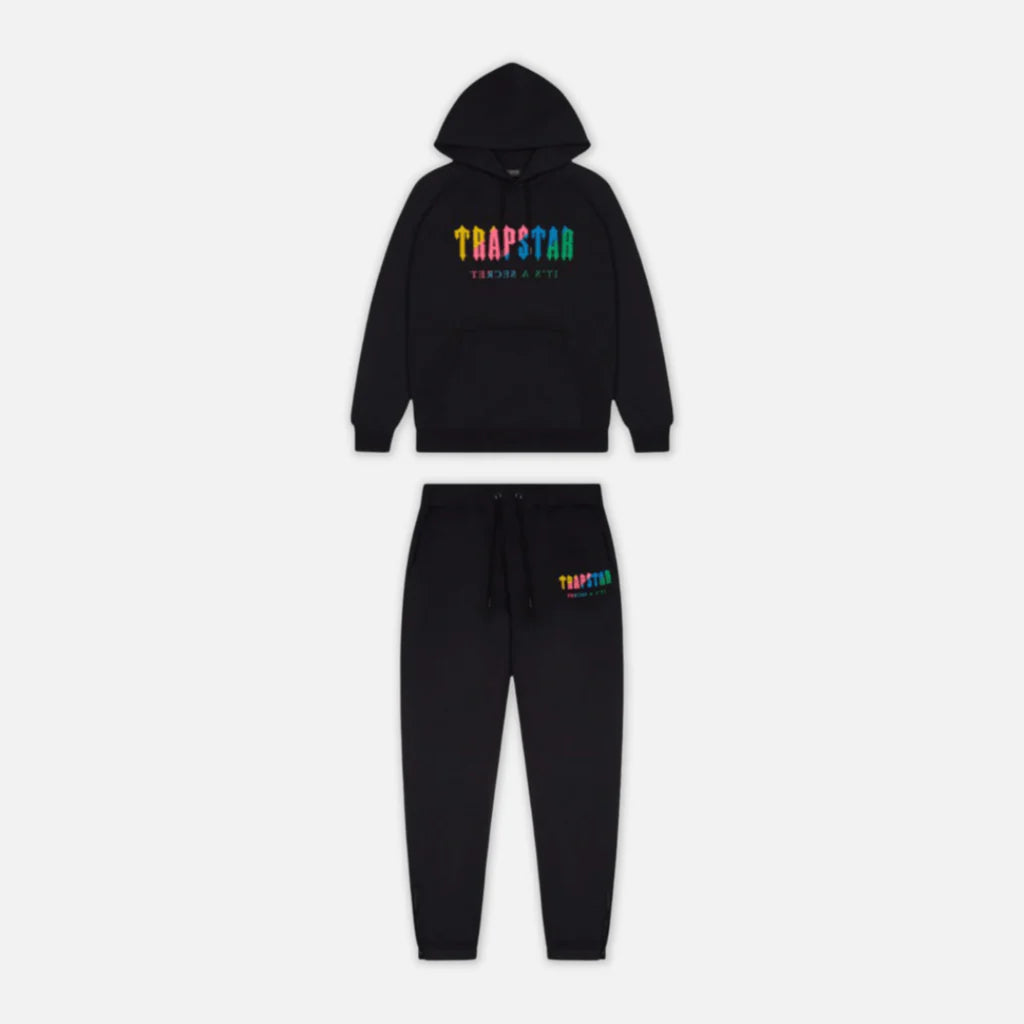 TRAPSTAR CHENILLE DECODED HOODED TRACKSUIT - BLACK CANDY FLAVOURS