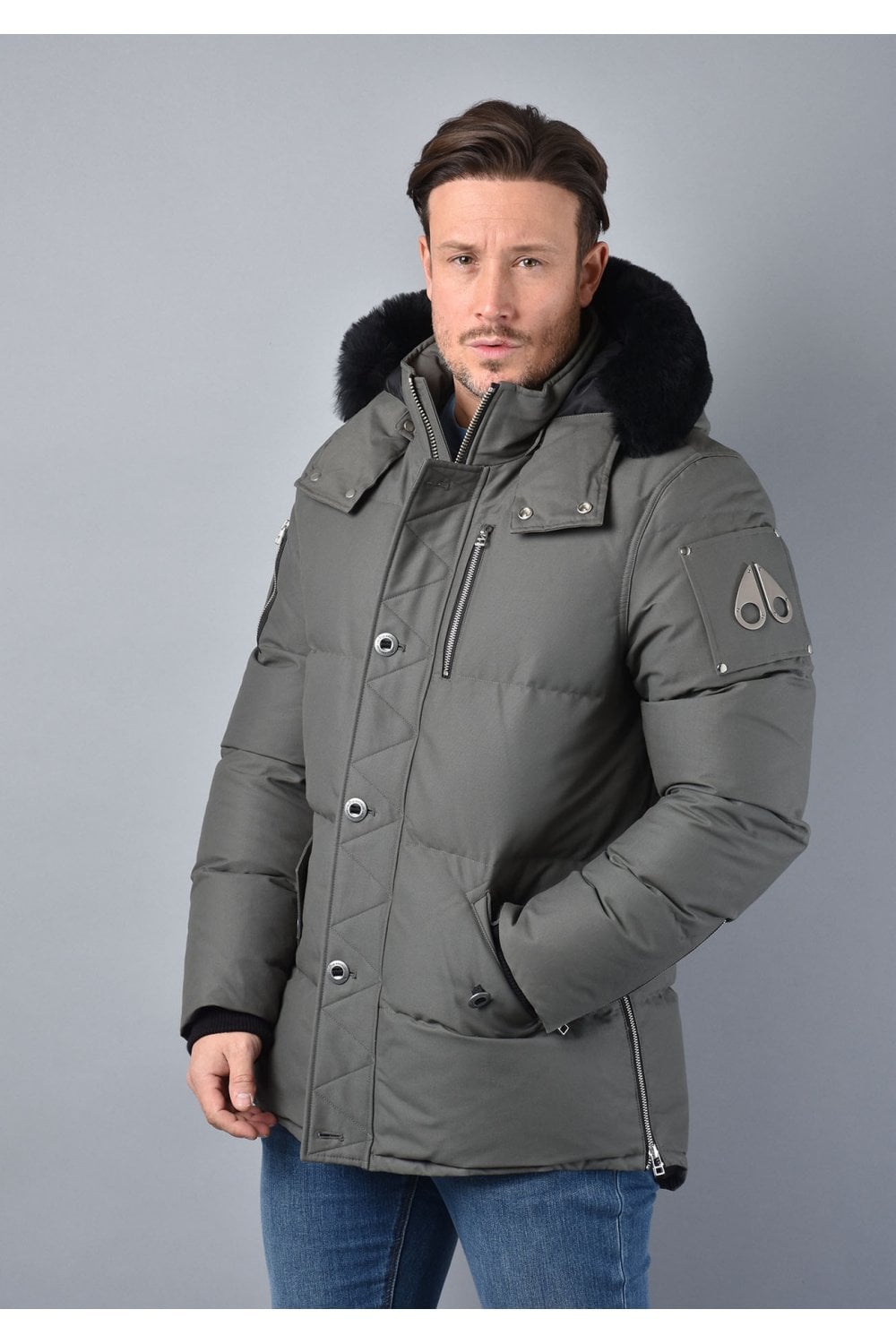 Moose Knuckles Shearling 3Q Detachable Original Jacket Grey