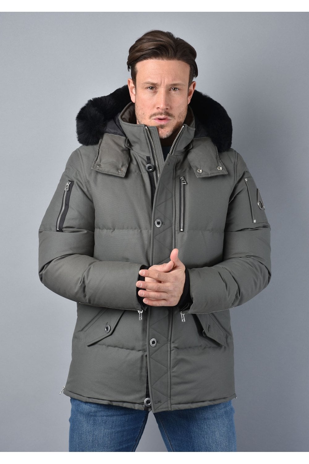 Moose Knuckles Shearling 3Q Detachable Original Jacket Grey