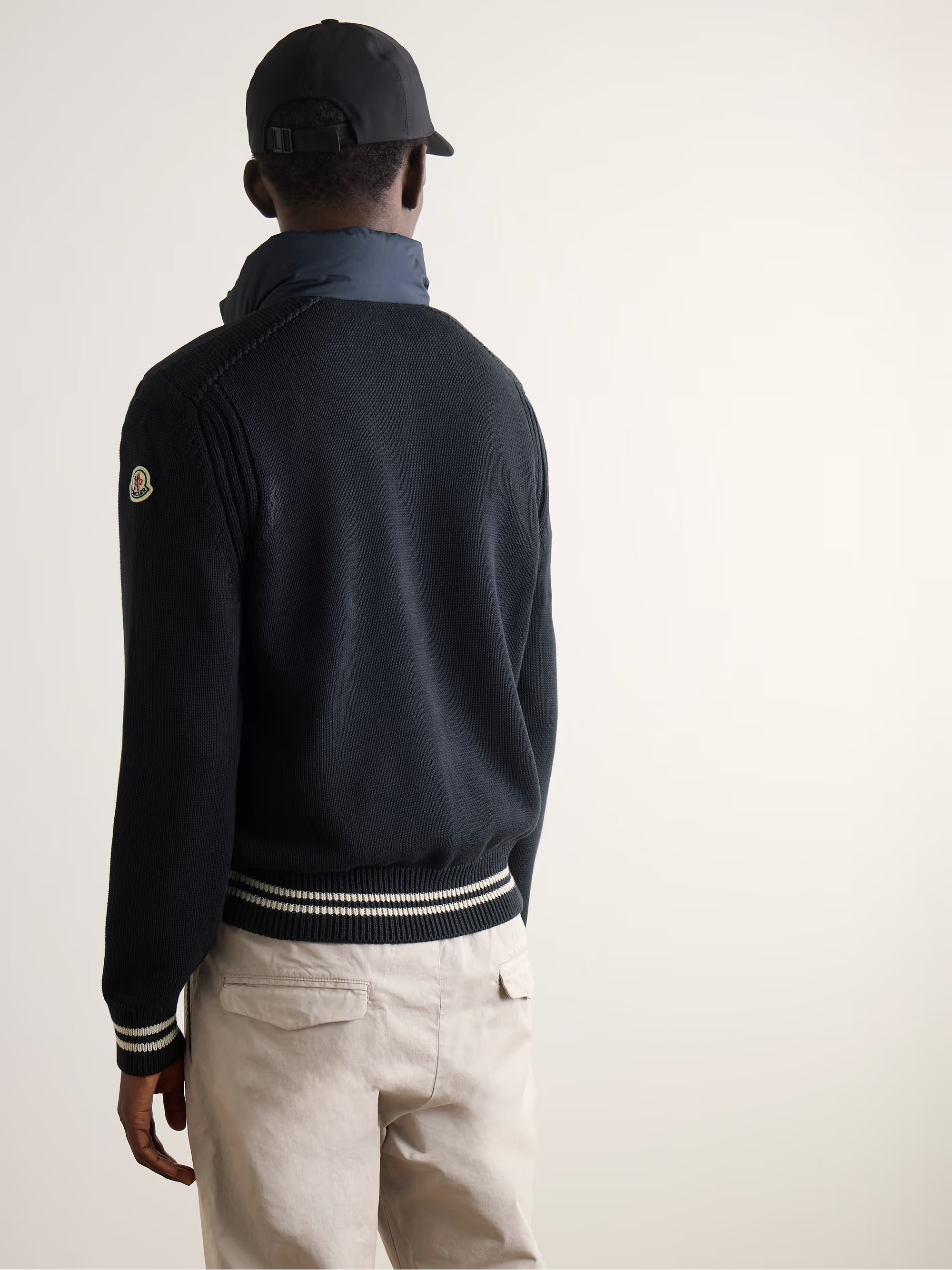Moncler Striped Trim Padded Cardigan - Navy